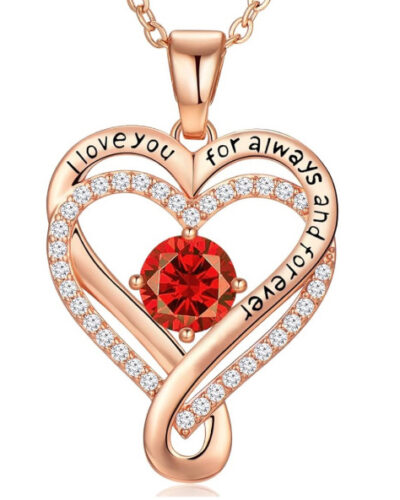 Infinity Love Heart Birthstone Necklace Womens Anniversary Jewelry For Birthday 22