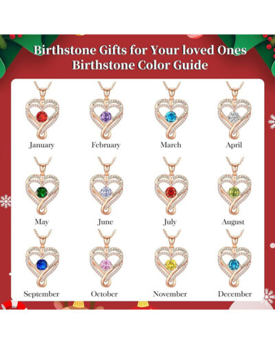 Infinity Love Heart Birthstone Necklace Womens Anniversary Jewelry For Birthday 23