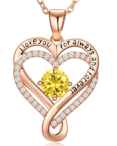 Infinity Love Heart Birthstone Necklace Womens Anniversary Jewelry For Birthday 25