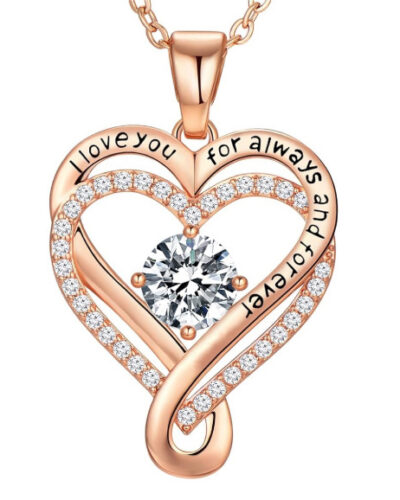 Infinity Love Heart Birthstone Necklace Womens Anniversary Jewelry For Birthday 26