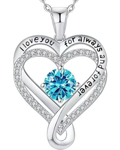 Infinity Love Heart Birthstone Necklace Womens Anniversary Jewelry For Birthday 3