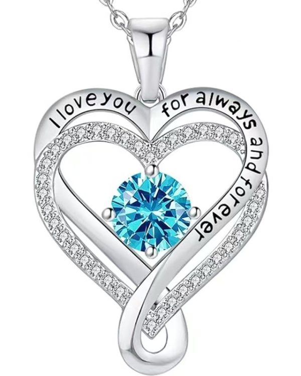 Infinity Love Heart Birthstone Necklace Womens Anniversary Jewelry For Birthday 3