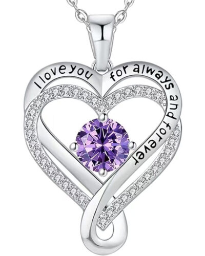 Alternative view of Infinity Love Heart Birthstone Necklace Women's Anniversary Jewelry For Birthday