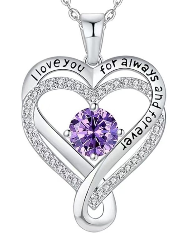 Infinity Love Heart Birthstone Necklace Womens Anniversary Jewelry For Birthday 4