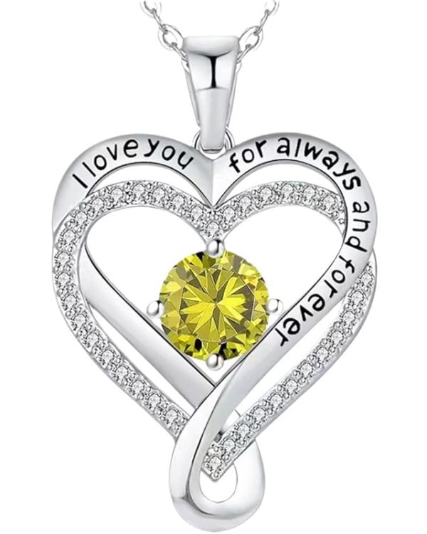 Infinity Love Heart Birthstone Necklace Womens Anniversary Jewelry For Birthday 5