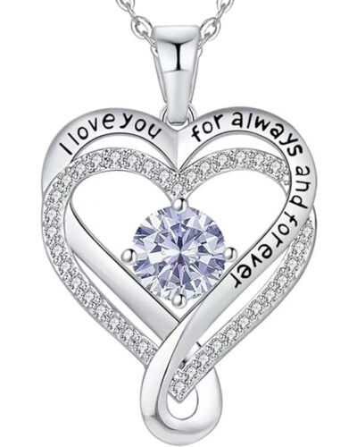 Infinity Love Heart Birthstone Necklace Womens Anniversary Jewelry For Birthday 6