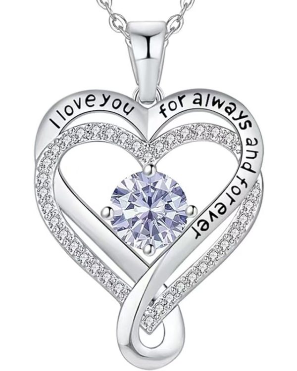 Infinity Love Heart Birthstone Necklace Womens Anniversary Jewelry For Birthday 6