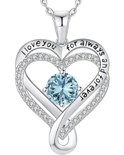 Infinity Love Heart Birthstone Necklace Womens Anniversary Jewelry For Birthday 7