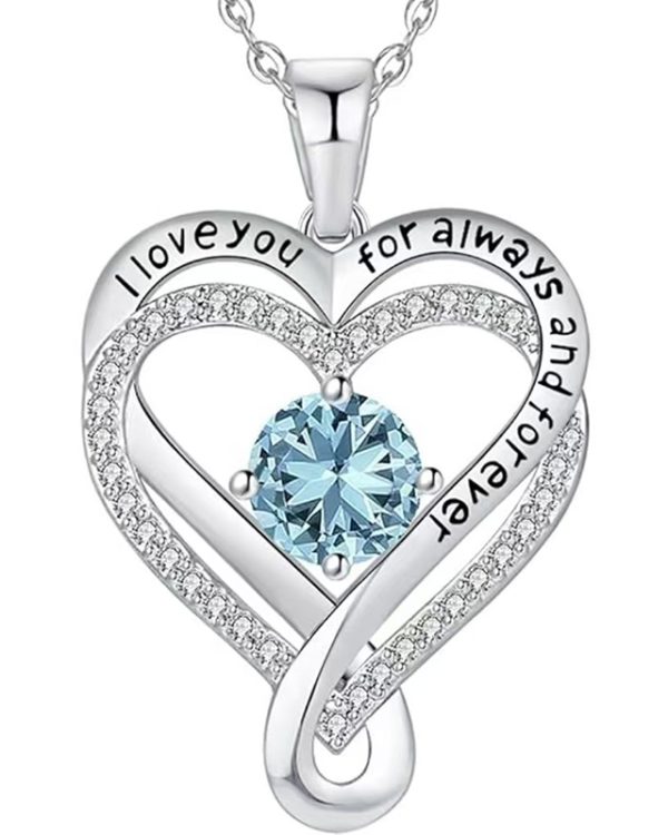 Infinity Love Heart Birthstone Necklace Womens Anniversary Jewelry For Birthday 7