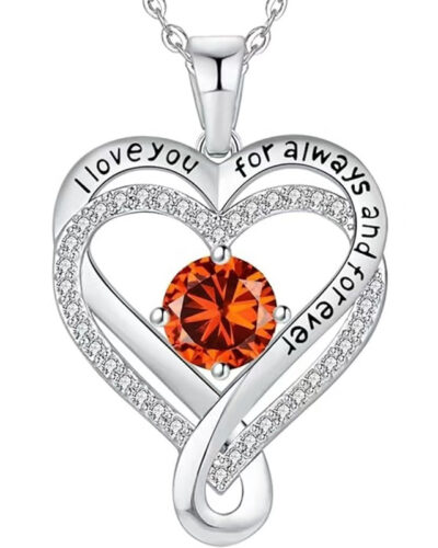 Infinity Love Heart Birthstone Necklace Womens Anniversary Jewelry For Birthday 8