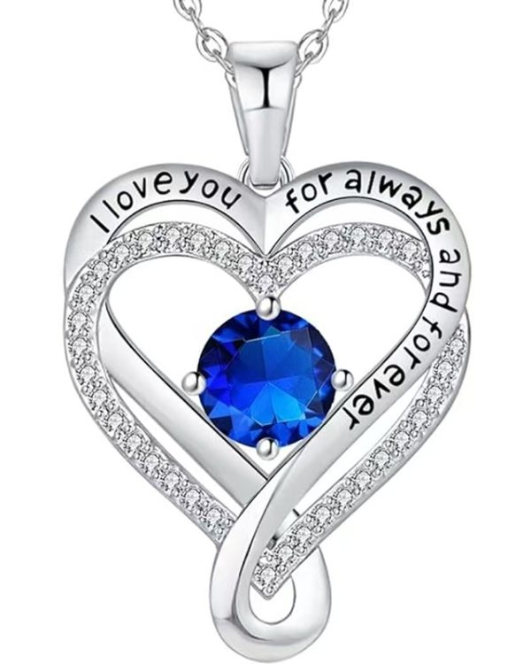 Infinity Love Heart Birthstone Necklace Womens Anniversary Jewelry For Birthday 9