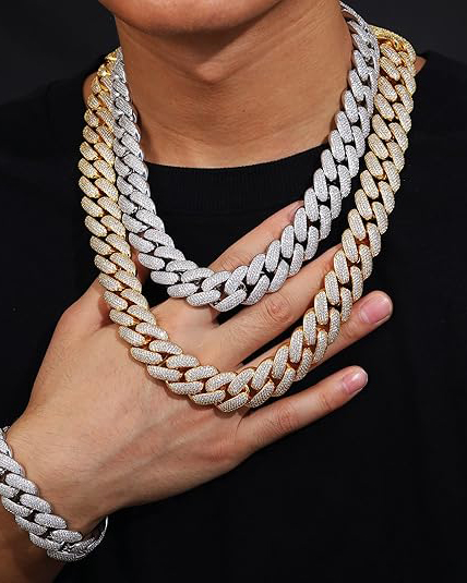 Alternative view of 10MM Iced Out Cuban Link Chain 18K Gold Plated Diamond Necklace