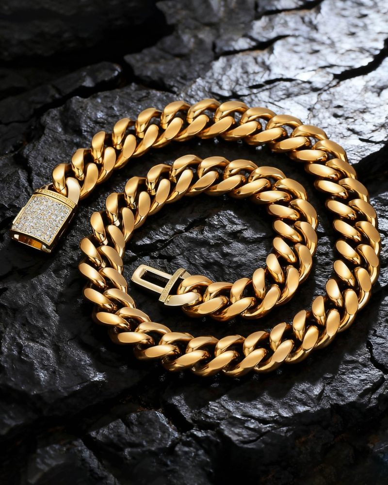 Alternative view of 14MM Stainless Steel Cuban Link Miami Chain Necklace for Men Boys
