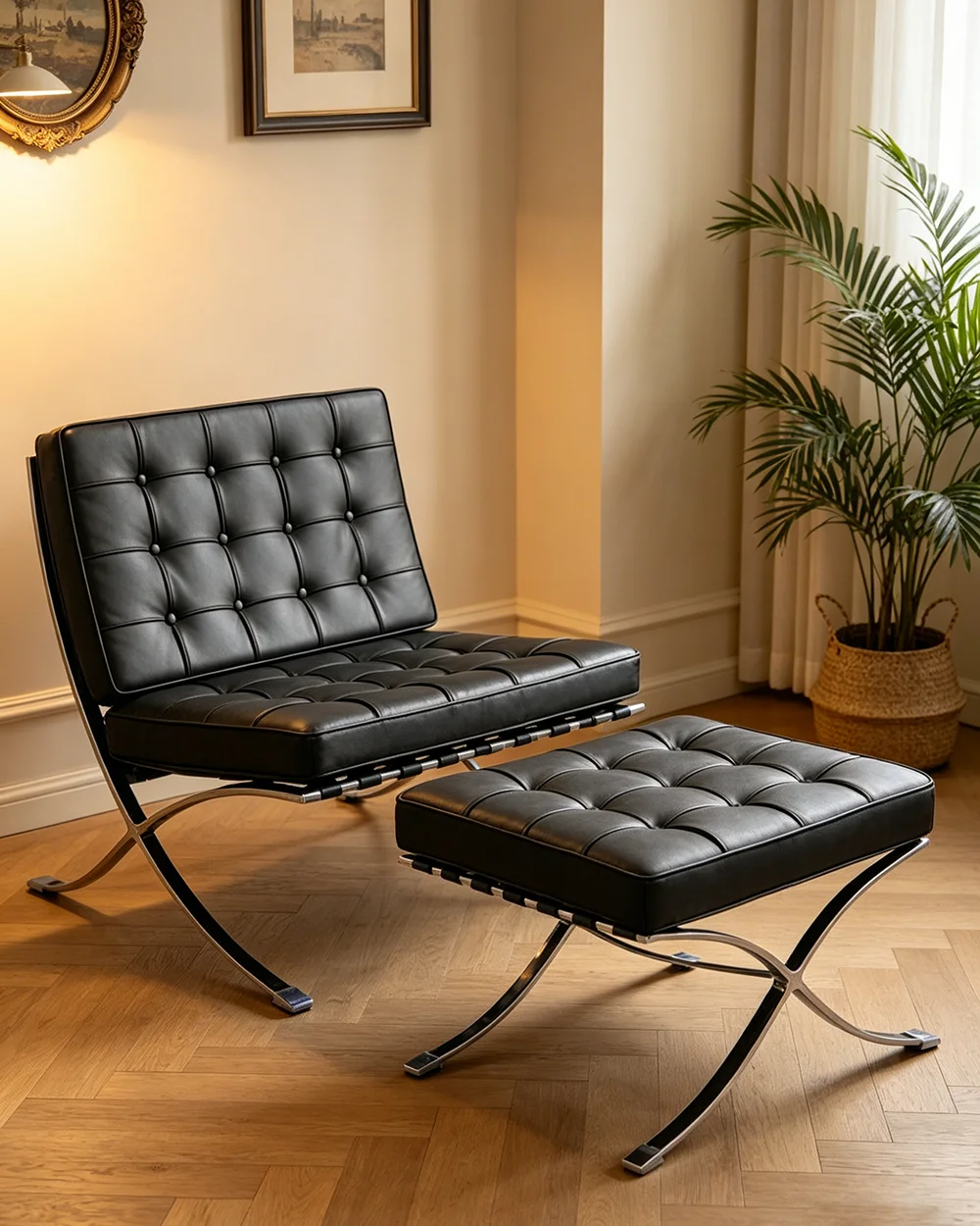 Barcelona Lounge Chair with Ottoman for Living Room - Image 3