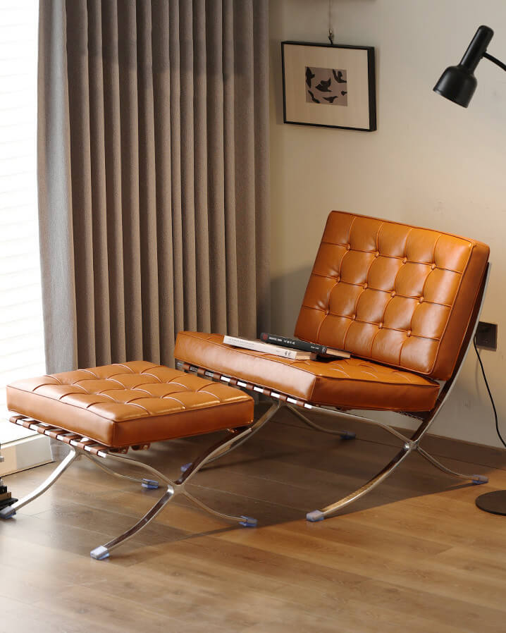 Barcelona Office Chair For Home Office leather Chair with Ottoman