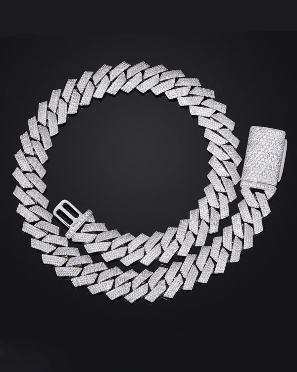 Heavy Iced Out Cuban Link Chain 18K White Gold Plated Thick Choker