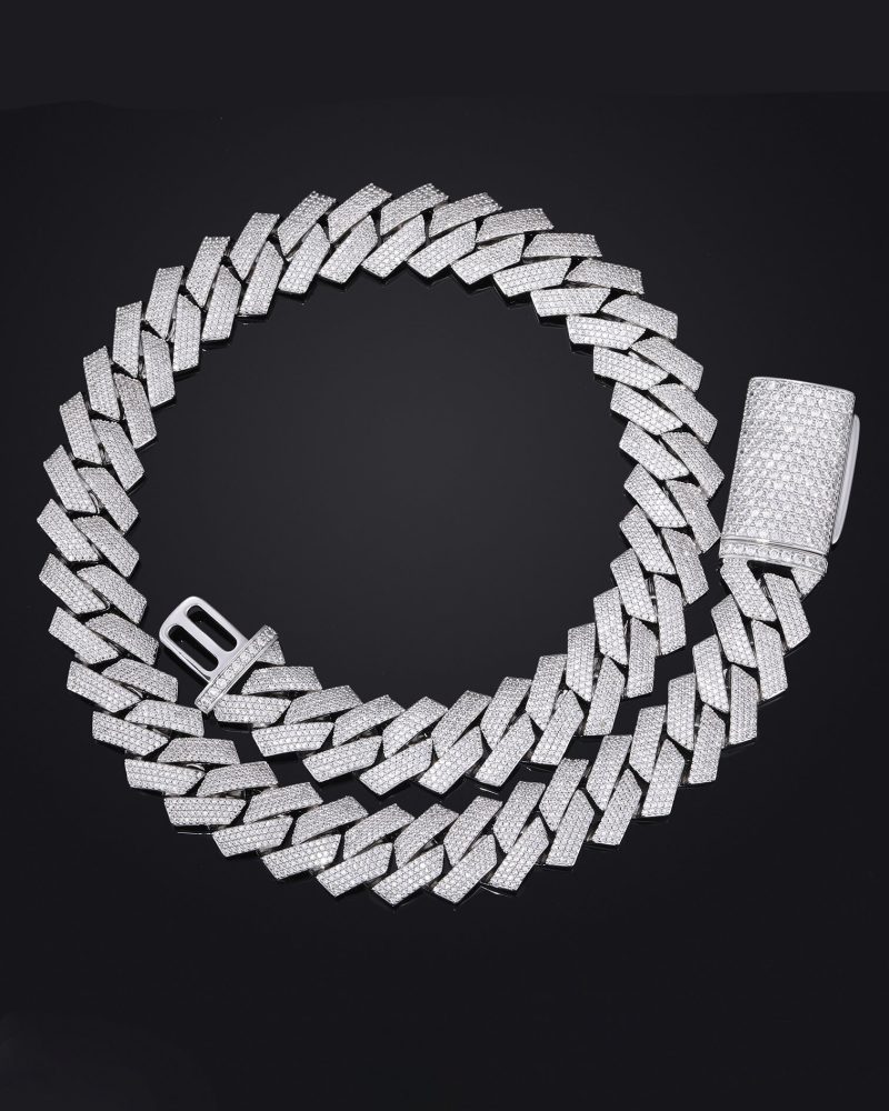 Heavy Iced Out Cuban Link Chain 18K White Gold Plated Thick Choker