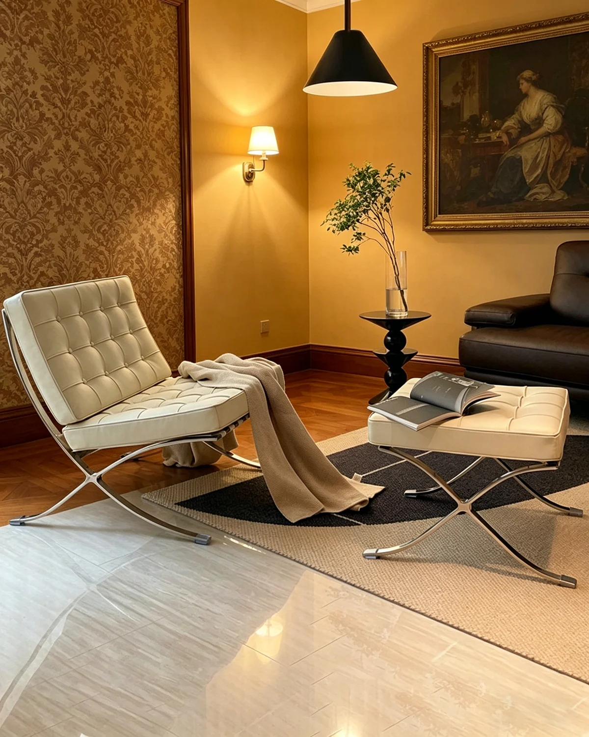 Barcelona Lounge Chair with Ottoman for Living Room - Image 2