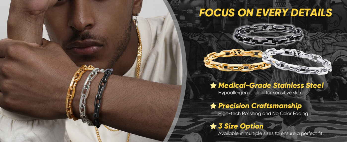 Mens Stainless Steel Miami Cuban Link Bracelet 9