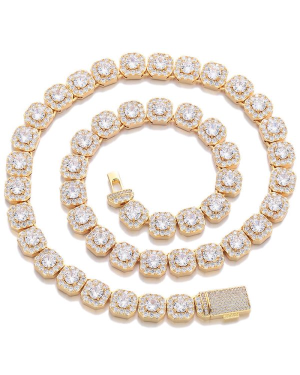 Square Cluster CZ Diamonds Tennis Chain 11