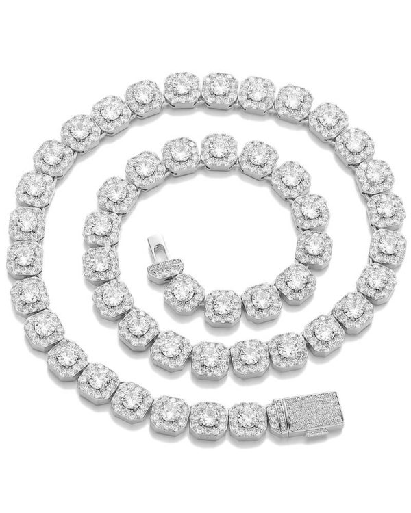Square Cluster CZ Diamonds Tennis Chain 14