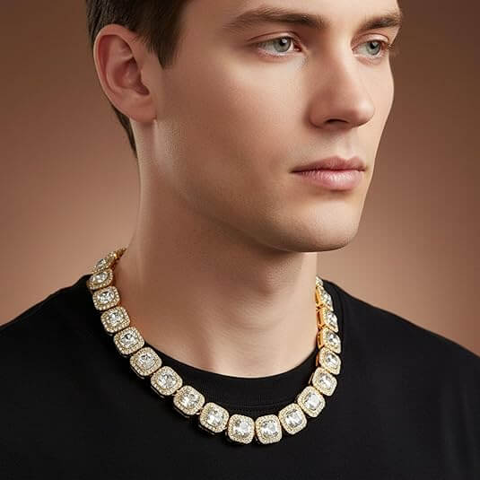 Square Cluster CZ Diamonds Tennis Chain 4