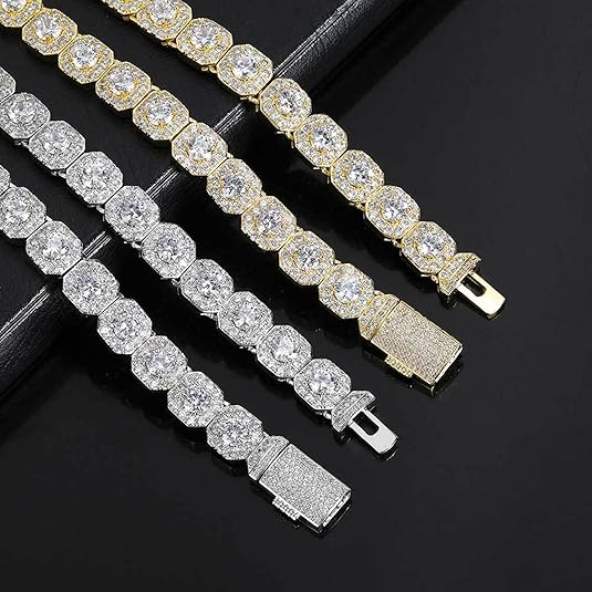 Square Cluster CZ Diamonds Tennis Chain 7