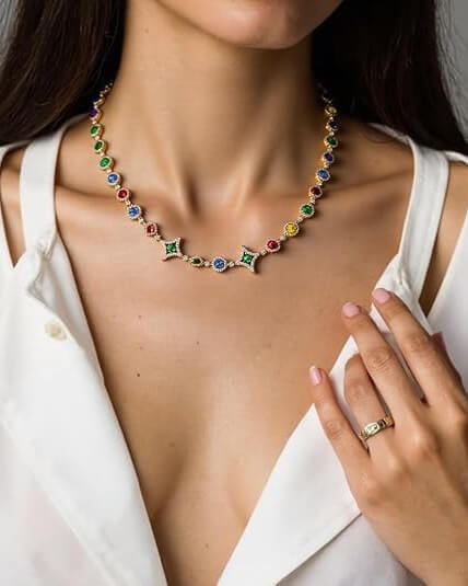 Alternative view of Tears of the Rainbow Tennis Necklace Affordable Hip Hop Jewelry