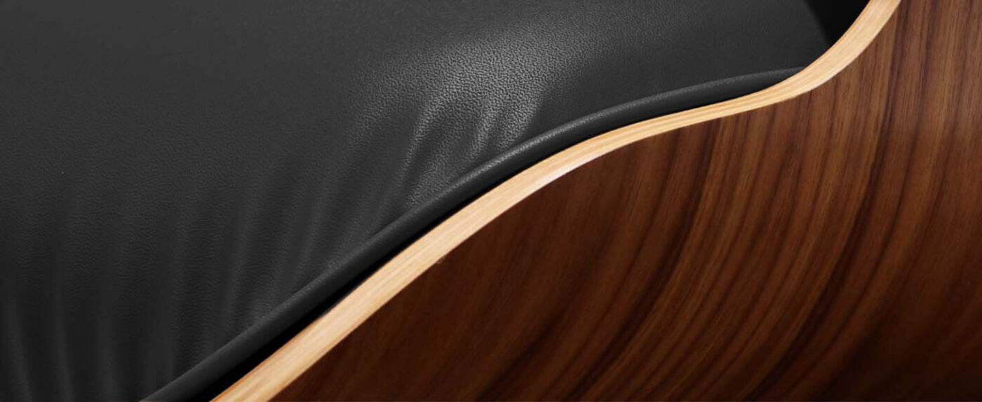 Top Leather Mid Century Chaise Lounge Chair with Ottoman 15