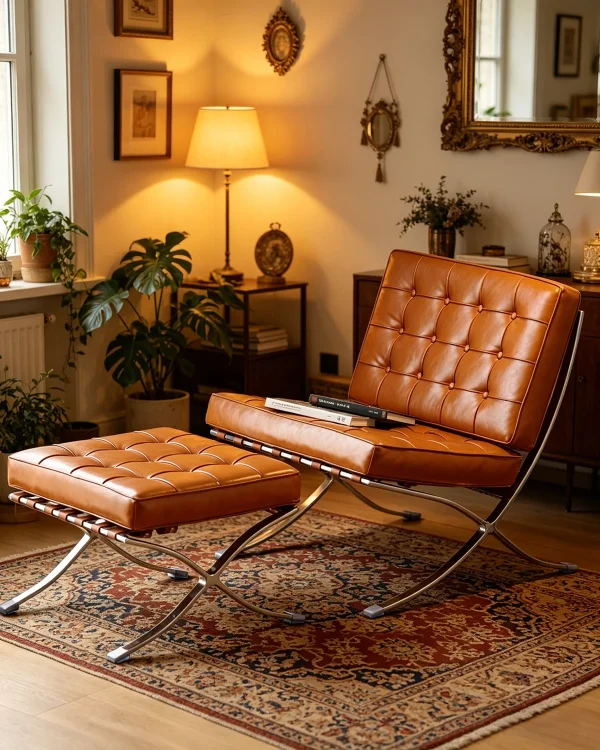 Barcelona Lounge Chair with Ottoman for Living Room