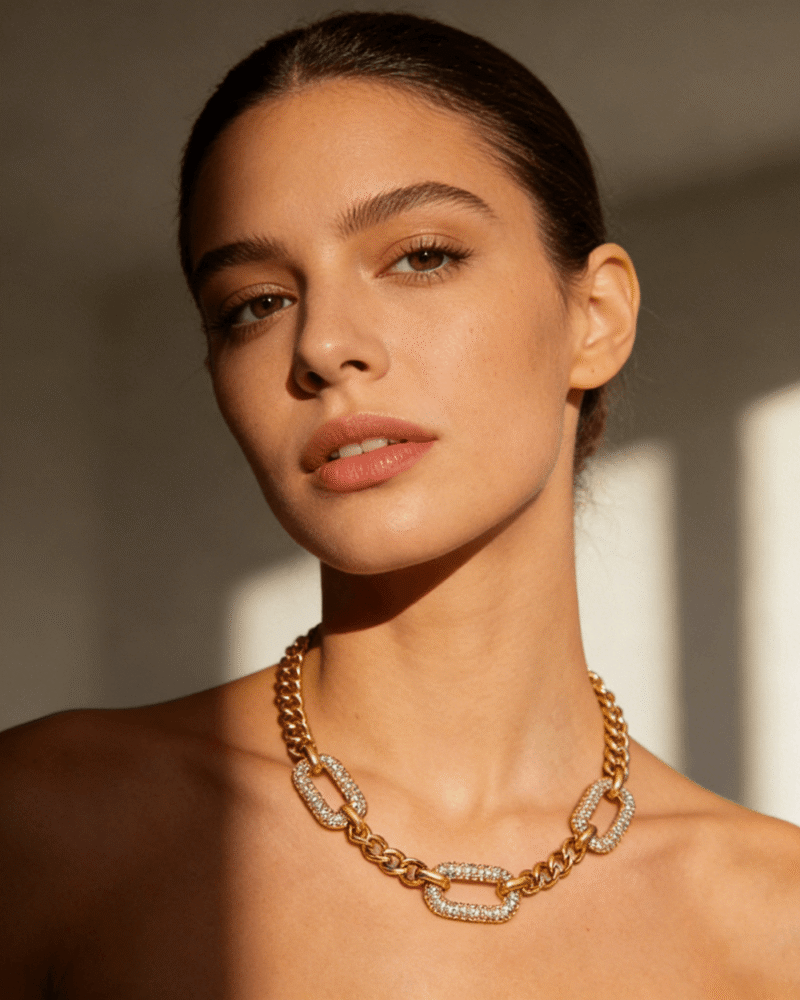 Alternative view of 14K Gold Plated Chunky Cuban Link Chain Choker Jewelry Gifts