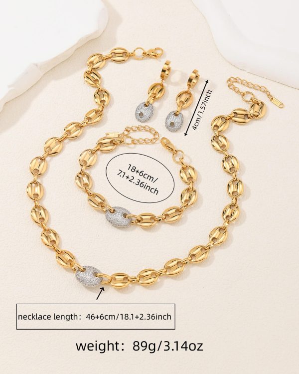 18k Gold Coffee Beans Chain Choker Bracelet Set 2