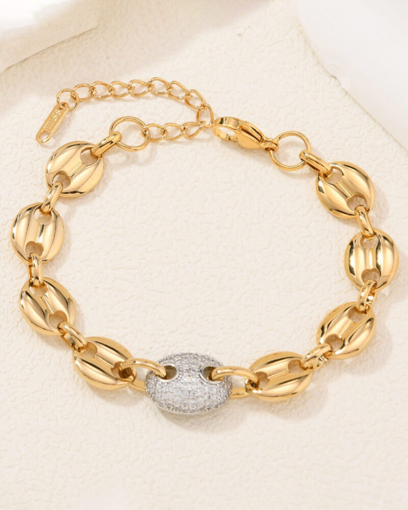 18k Gold Coffee Beans Chain Choker Bracelet Set 3