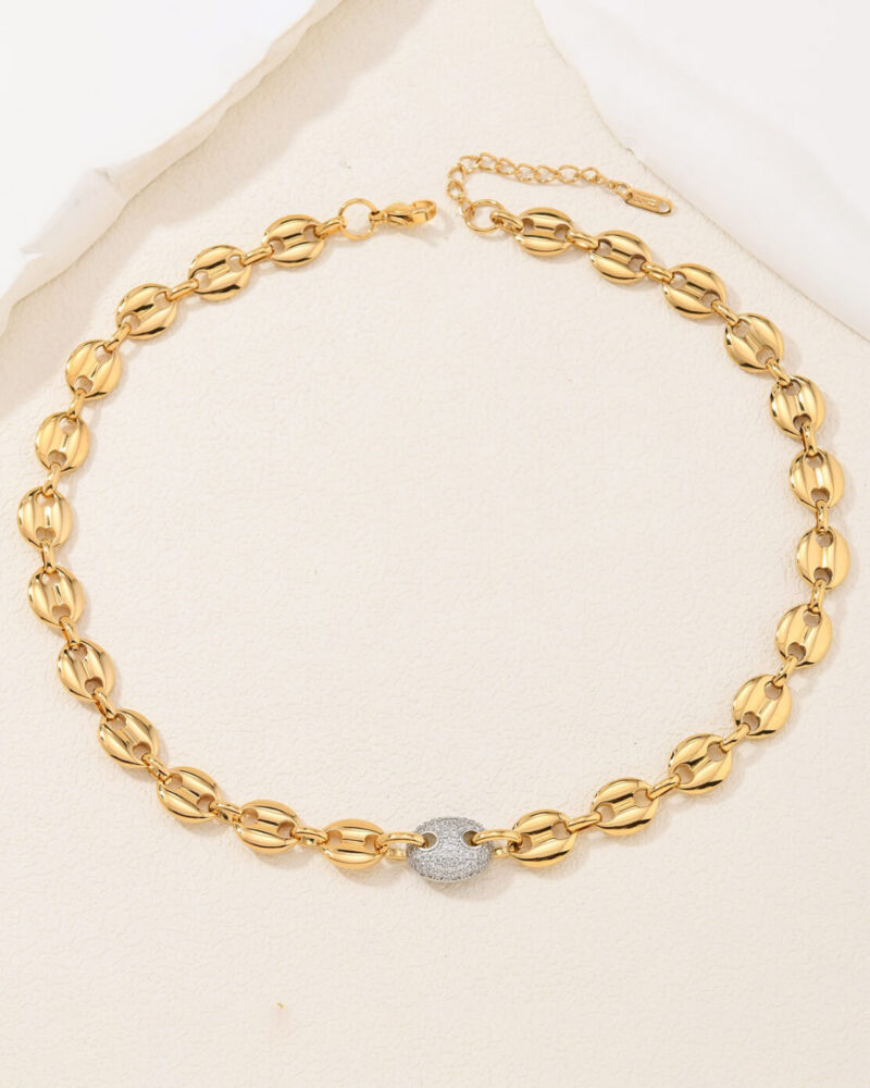 18k Gold Coffee Beans Chain Choker Bracelet Set 5