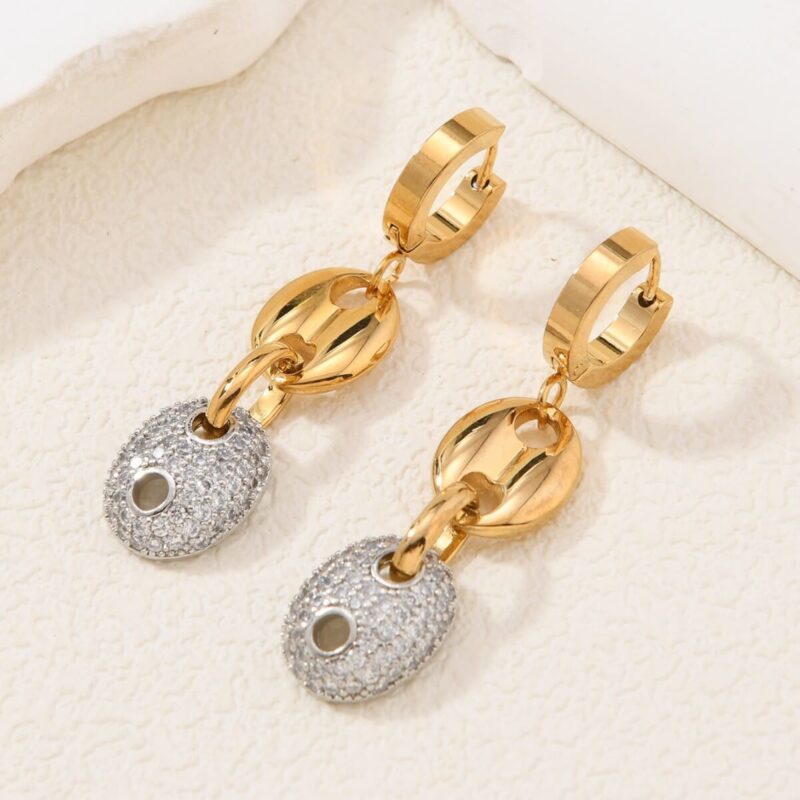 18k Gold Coffee Beans Chain Choker Bracelet Set 8