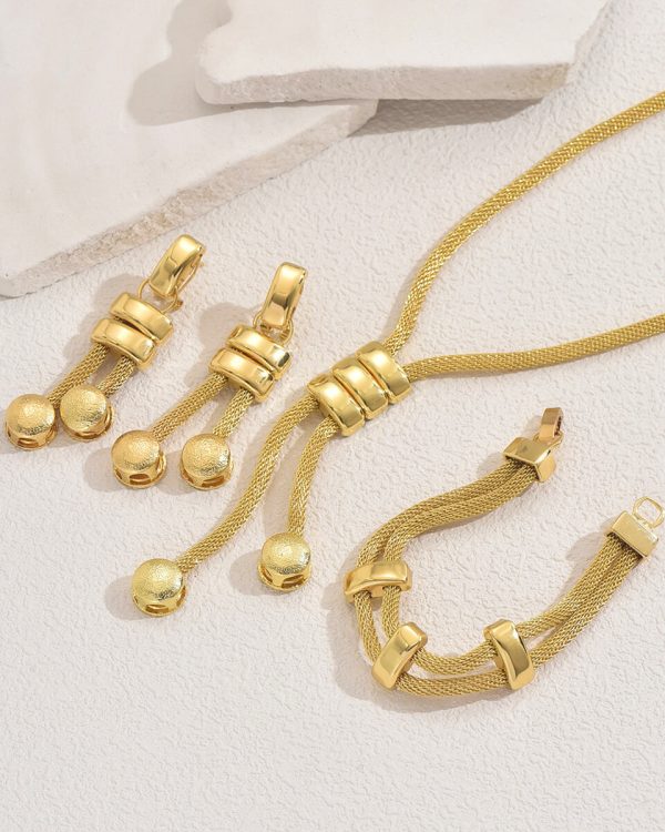 18k Gold Plated Long Choker Necklace Bracelet Set