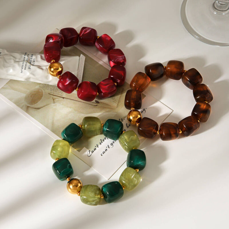 Acrylic Square Beads Chain Bracelet Bangle Trendy Jewelry 4