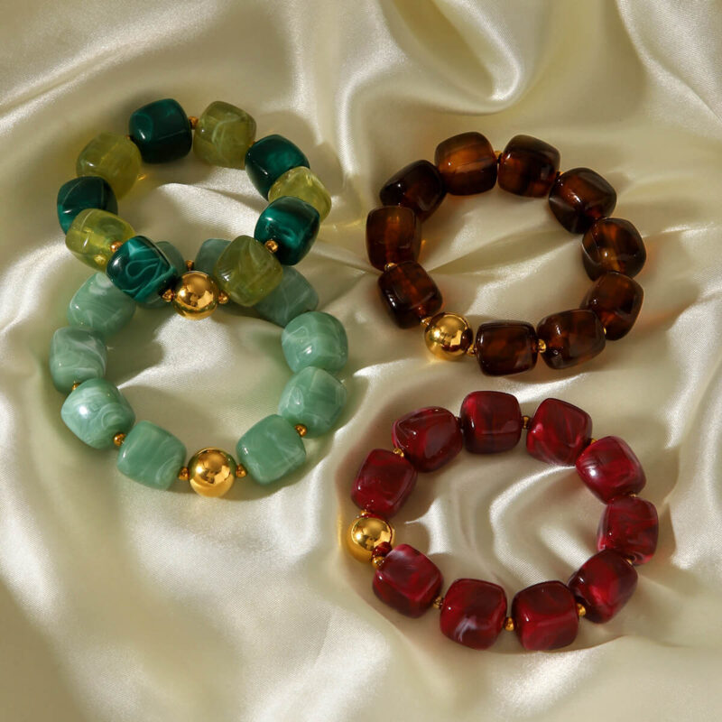 Acrylic Square Beads Chain Bracelet Bangle Trendy Jewelry 5