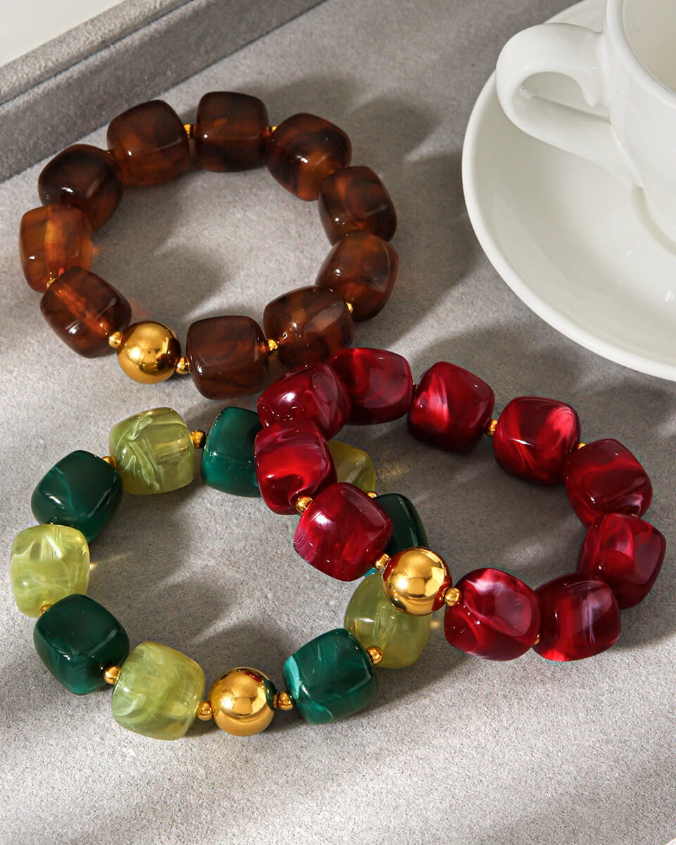 Acrylic Square Beads Chain Bracelet Bangle Trendy Jewelry - Image 3