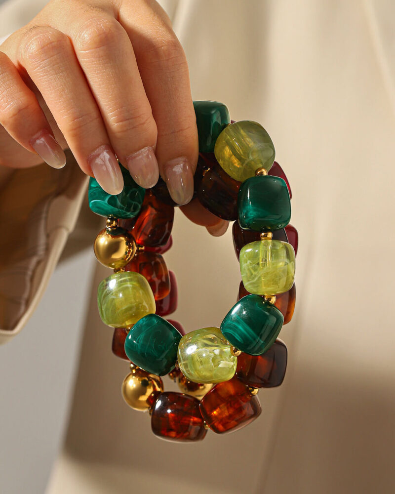 Alternative view of Acrylic Square Beads Chain Bracelet Bangle Trendy Jewelry