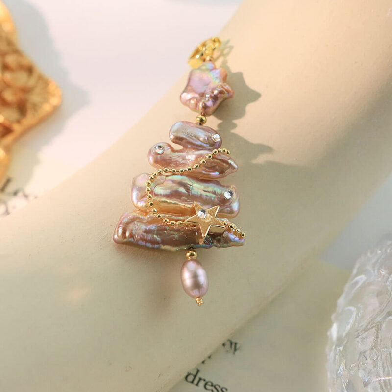 Baroque Pearl Star Christmas tree Pendant Keychains Backpack Charms 7