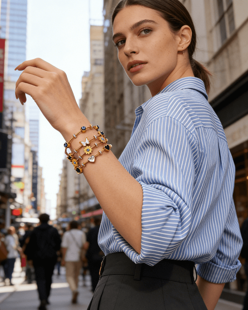 Alternative view of Blue Evil Eye Cuff Bangle Bracelets Fashion Jewelry