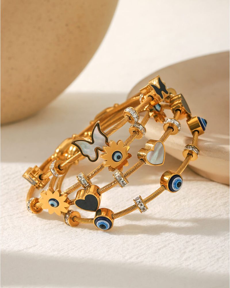 Blue Evil Eye Cuff Bangle Bracelets Fashion Jewelry