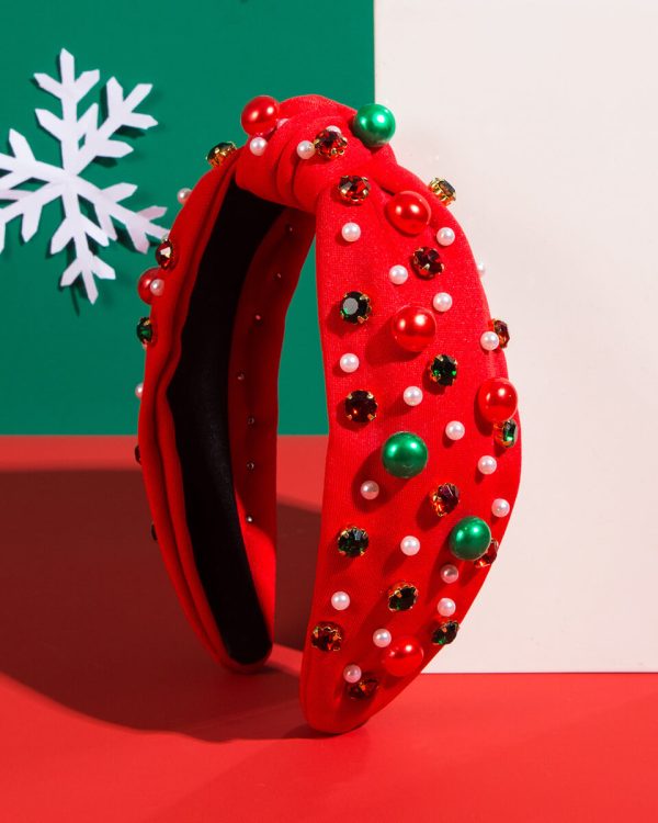 Christmas Knotted Headband Red Green Beaded Top Festive Gifts 11