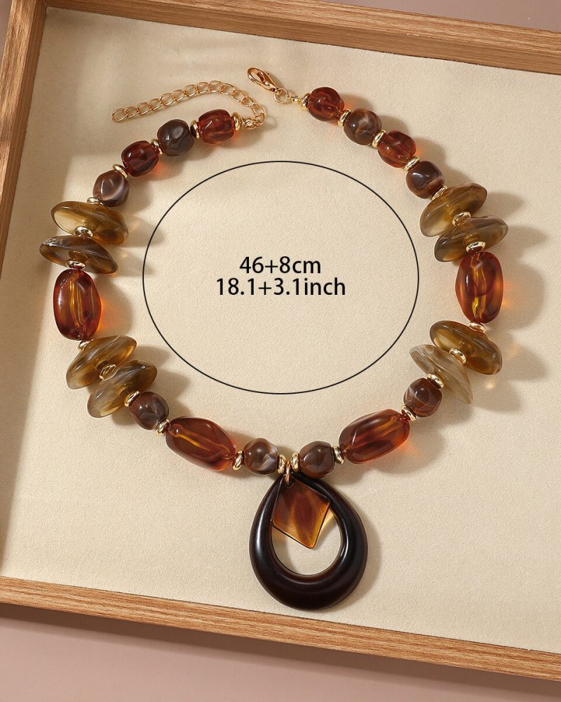 Chunky Beaded Acrylic Boho Long Necklace Drop Pendant 5