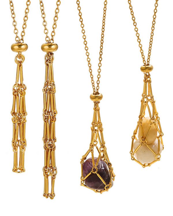 Crystal Holder Necklace Gemstone Cage Pendant 5
