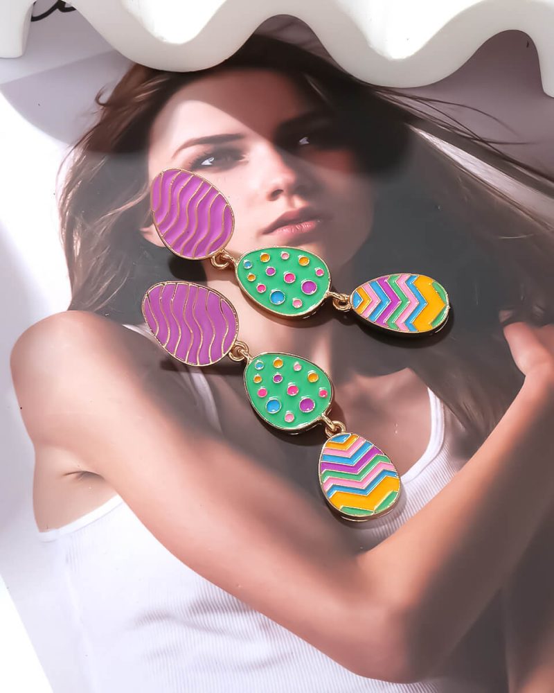 Cute Easter Egg Dangle Earrings Holiday Jewelry Gift 1