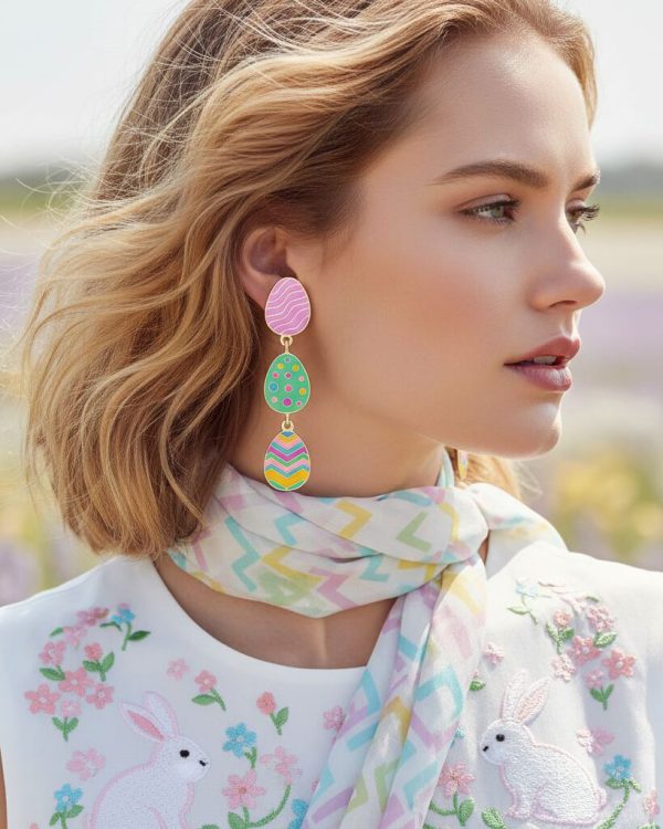 Cute Easter Egg Dangle Earrings Holiday Jewelry Gift