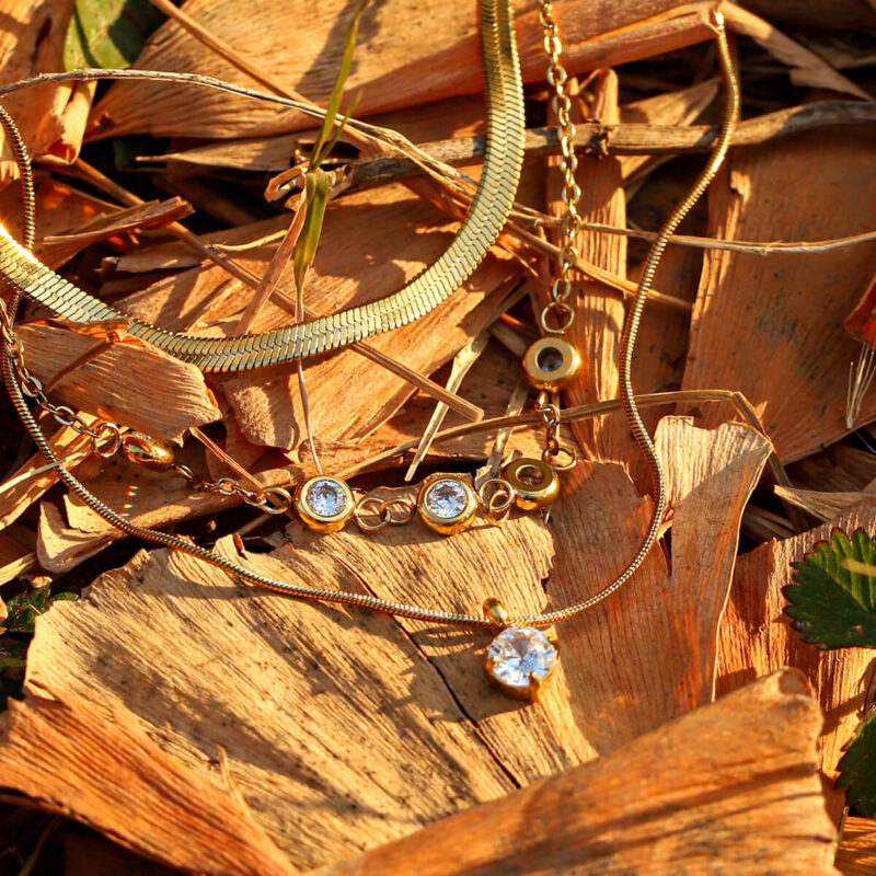 Dainty Layered Necklaces Herringbone Snake Chain Choker 1