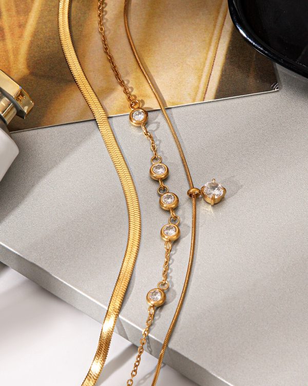 Dainty Layered Necklaces Herringbone Snake Chain Choker 7
